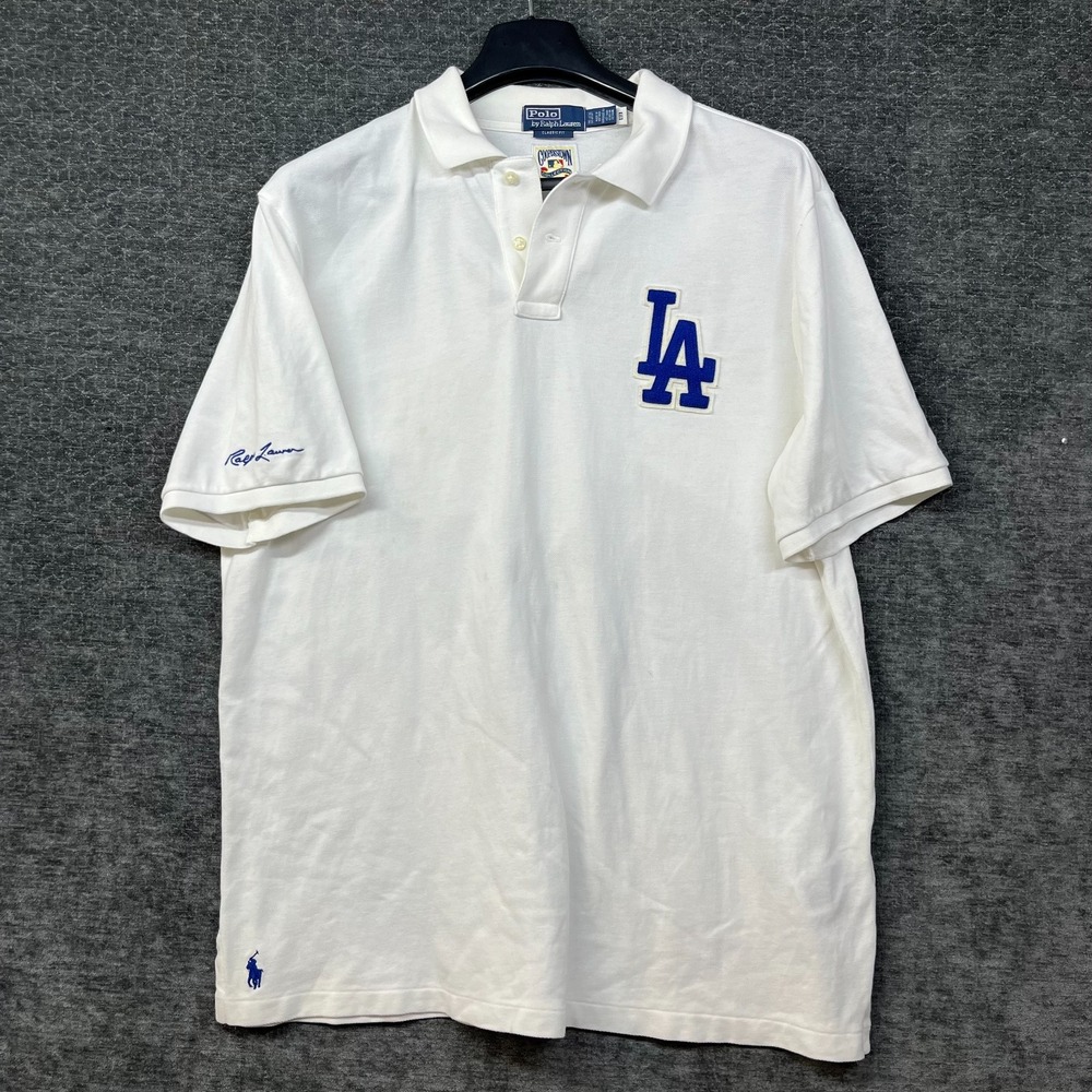 Polo Ralph Lauren LA Dodgers Polo Men XL White Good Cooperstown MLB Embroidered